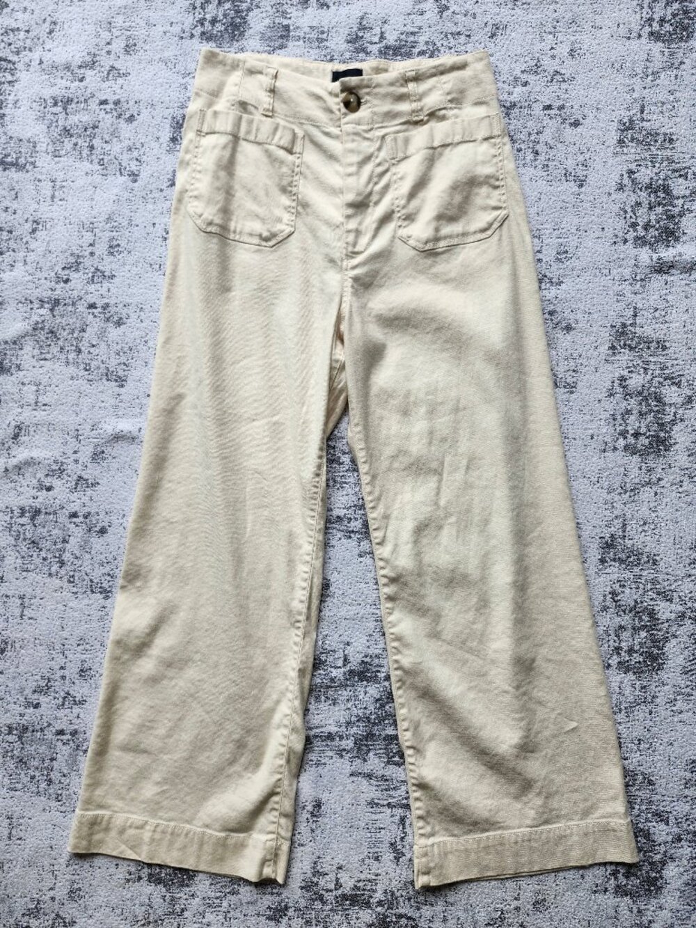 Maeve Flax Linen “the Collette” Butter Cream Yellow High Waist Wide-Leg Pants